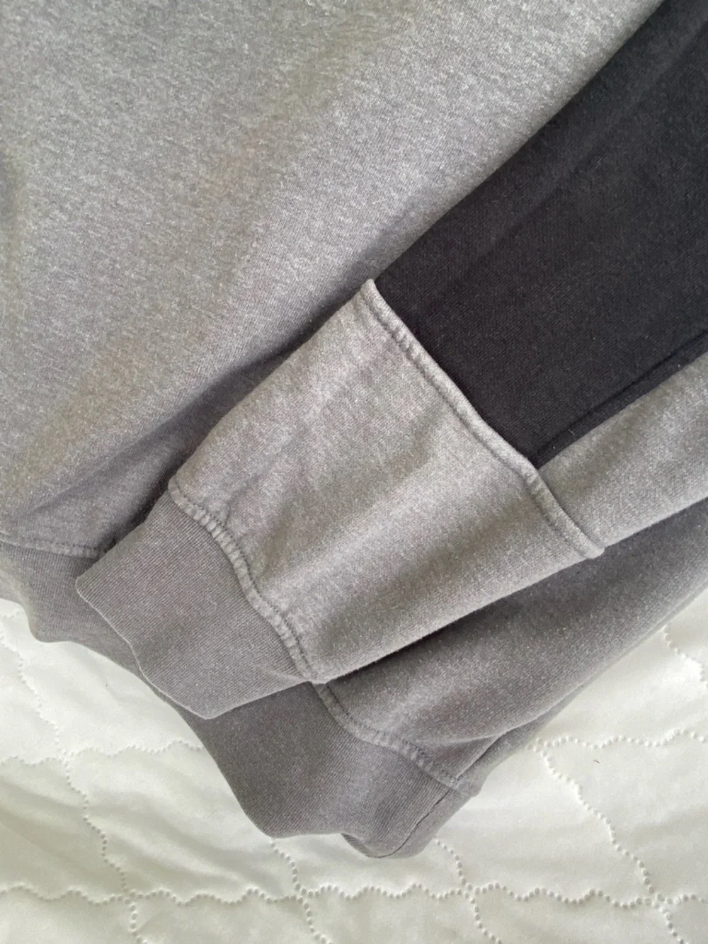 The North Face Men’s Gray and Black Crewneck Sweatshirt with Green Patch Medium